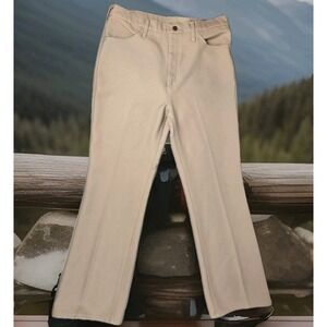 Wrangler Pants Mens 34×32 Tan Vintage 70s Talon Zipper "Jeans For Men" Tag Talon